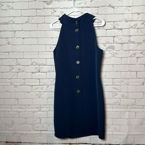 Sail to Sable STS womens size medium navy cowl neck button back dress 20” bust